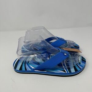 NWT ZeroXposur Womens Crescent Flip Flops Blue Geometric Print ZXF900180 Size 9